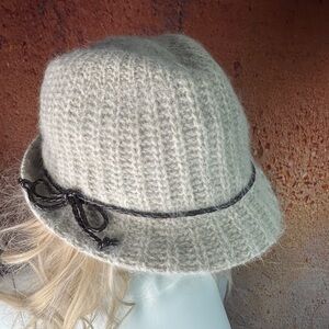 NWT Pretty Persuasions Angora Bucket Hat with Brown Accent